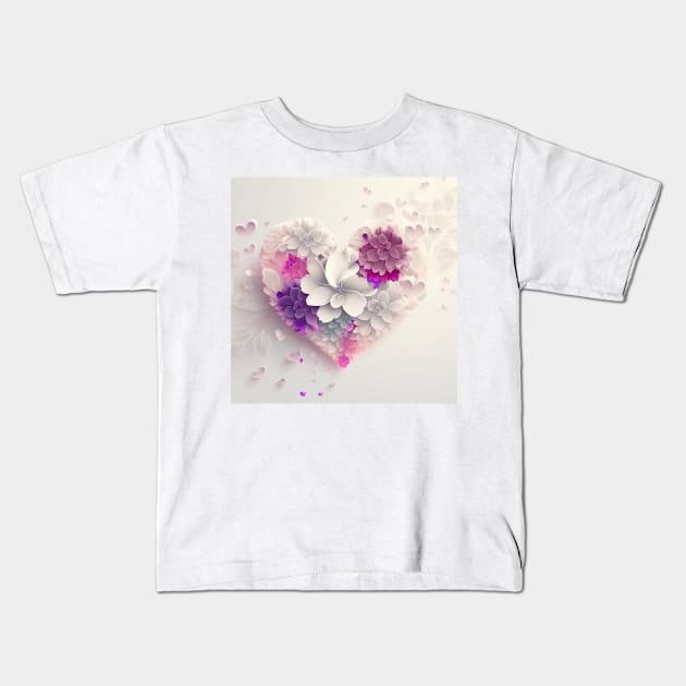Beautiful valentine heart made of flowers ! Kids T-Shirt by UmagineArts